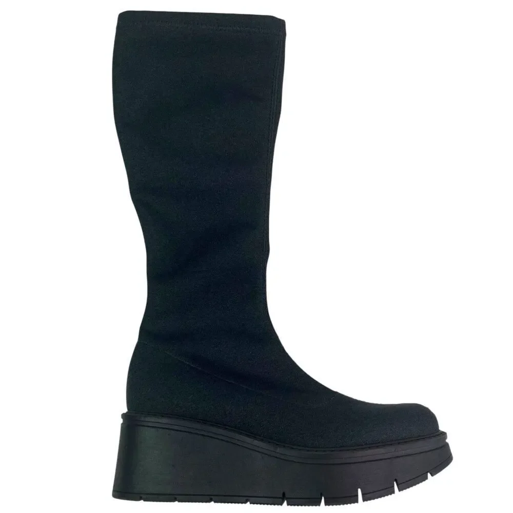 La Canadienne Jerry Festival Platform Boots sz 6.5 Asphalt black